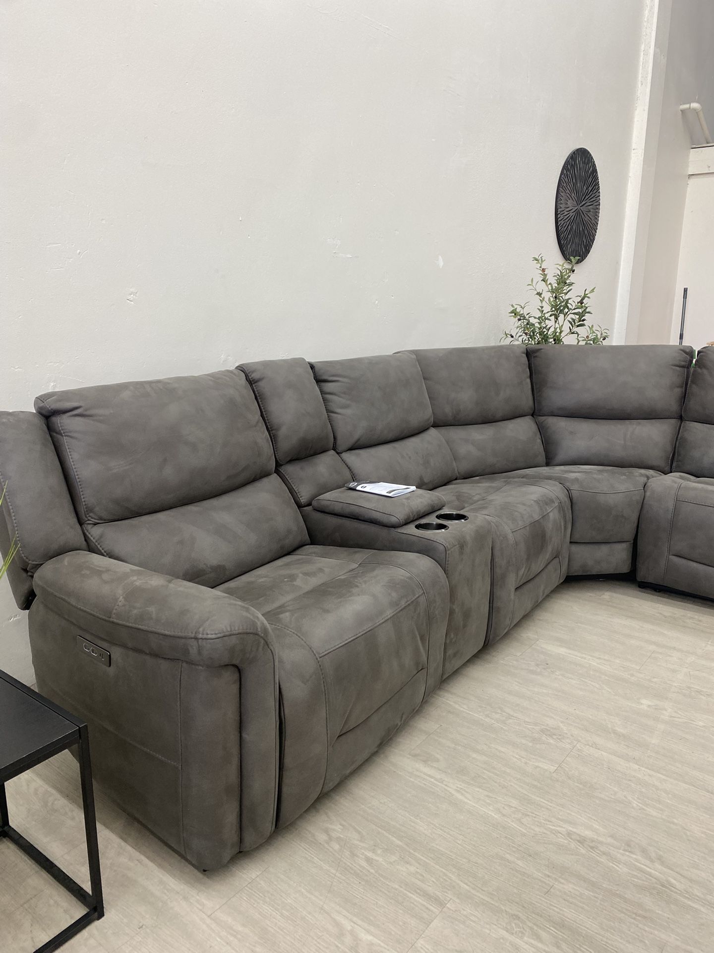 Carlin Fabric Power Reclining Sectional Couch with Power Headrests