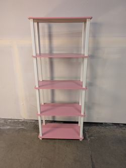 Vibrant Pink and White 5-Tier Open Storage Shelf
