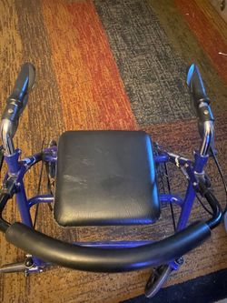 Blue Rollator Walker with Seat and Basket