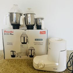 Preethi Eco Plus Mixer Grinder 110-Volt for use in USA/Canada, white, 3-jar