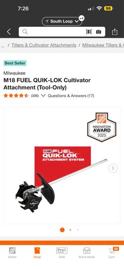 Milwaukee cultivator attachment for quicklok