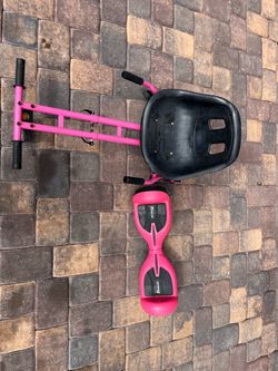 Works no charger Pink Hoverboard with Kart Seat Attachment
