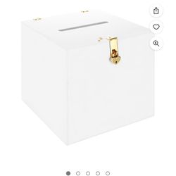 Koyal Wholesale White Acrylic Wedding Card Box with Slot and Gold Metallic Lock Buckle, 12" x 12" x 12", Wishing Well
