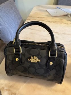 Coach Black/Charcoal Mini Rowan Satchel Bag Signature Canvas