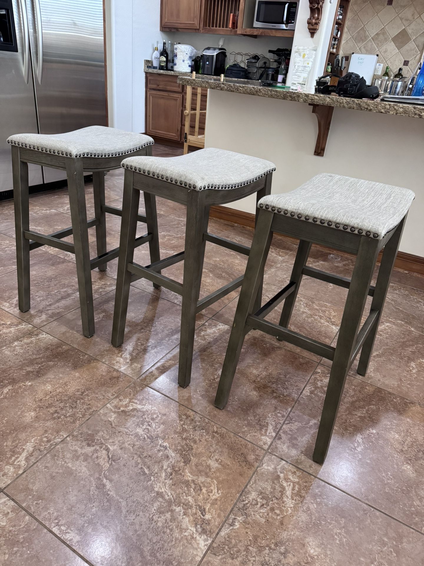 3 Grey Kitchen Counter Stools