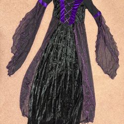 Small black purple long dress costume witch princess Victorian Renaissance goth