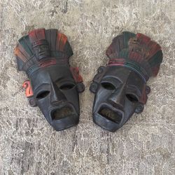 Aztec Mayan Hand Carved Masks
