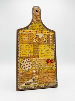 Vintage hand painted wood conversion Cutting Board