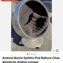 Andrew Martin Spitfire POD Balloon Chair Aluminum Aviator Lounge 