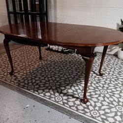 Dark Mahogany French Provincial Style Leaf Dining Table