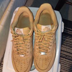 Used Men's Supreme Tan Air Force Ones Size 10 