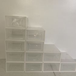 Brand New! 12 Pack Shoe Storage Box, Clear Plastic Stackable Shoe Organizer for Closet, Space Saving