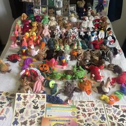 Over hundred rare, First Addiction beanie babies, authentic