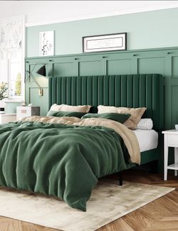 Green queen bed frame and mattress 