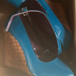 Blue turquoise Wedge Shoes