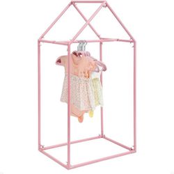Kids closet. 47”x25”x17”. Pink With Ten Hangers