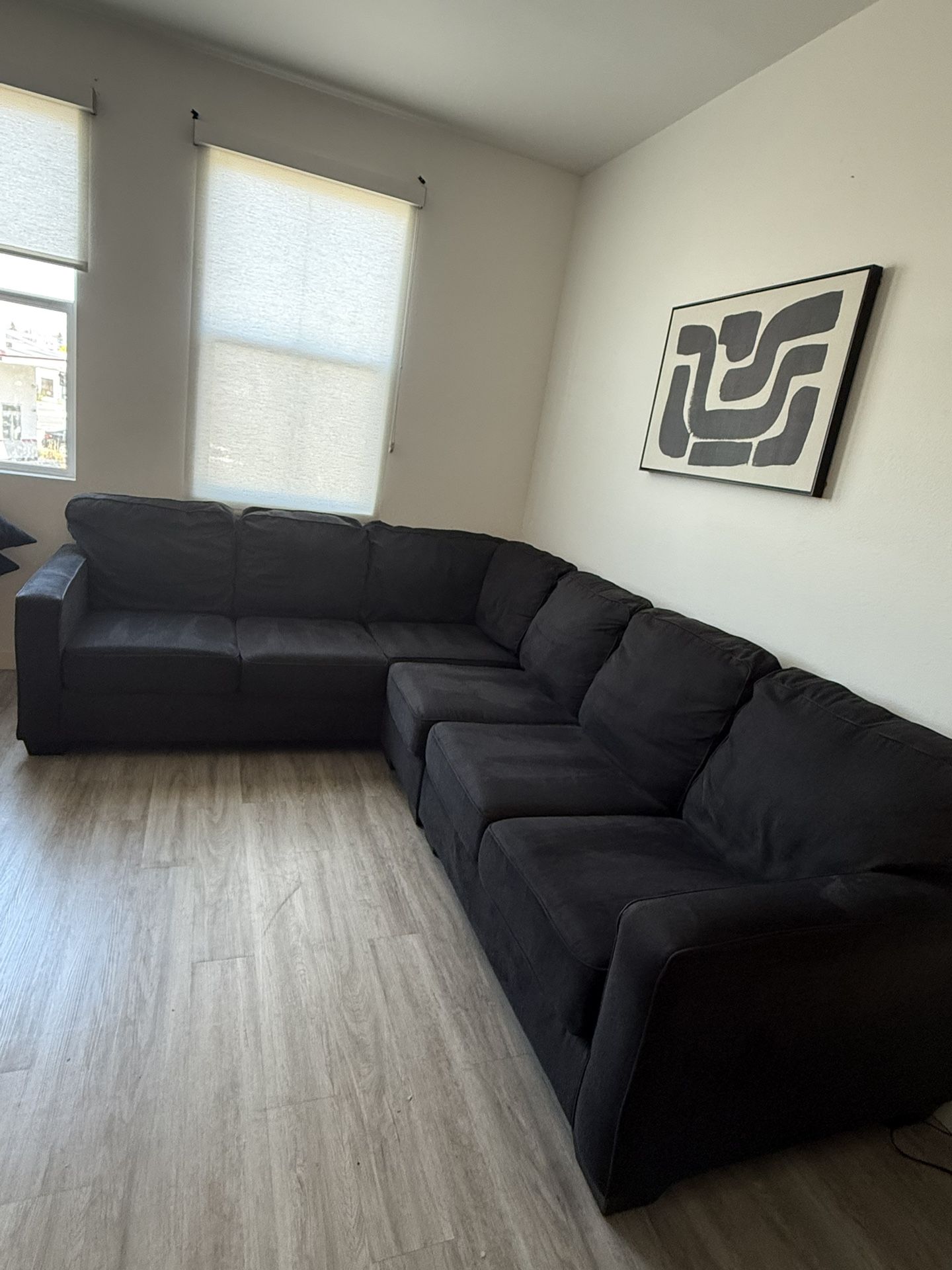 charcoal grey L couch