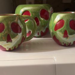 Poison Apple Cookie Jar And Two Mugs 