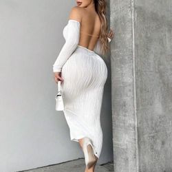 Medium VaVaBold Off Shoulder Backless Bodycon Dress Maxi Women Outfit
