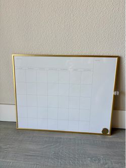 Modern Gold Framed Dry Erase Monthly Calendar Whiteboard 20” x 16”