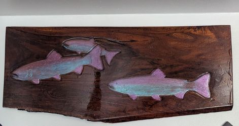 Hand-Carved Wood Fish Wall Art