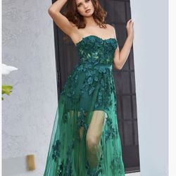 Jovani Green Strapless Corset Prom Dress