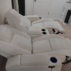 White Party Time Reclining Loveseat 👉 Brand New 🚀 Best Seller