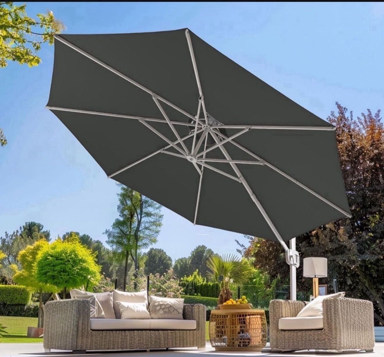 12FT 2 Tiers Cantilever Patio Heavy Duty Umbrella