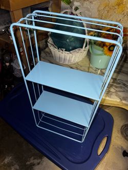 Light Blue Metal Wire Shelf Rack