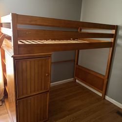 wooden loft bed frame
