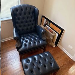 Blue faux leather chair