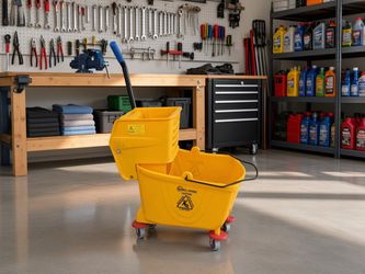 Simpli-Magic Yellow Commercial Mop Bucket with Side Press Wringer! Great condition!