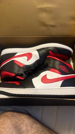 Air Jordan 1 Mid Black Red White Sneakers