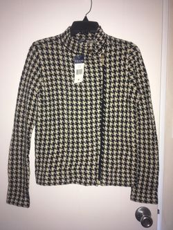 Chaps black/white houndstooth jacket- Medium, New!