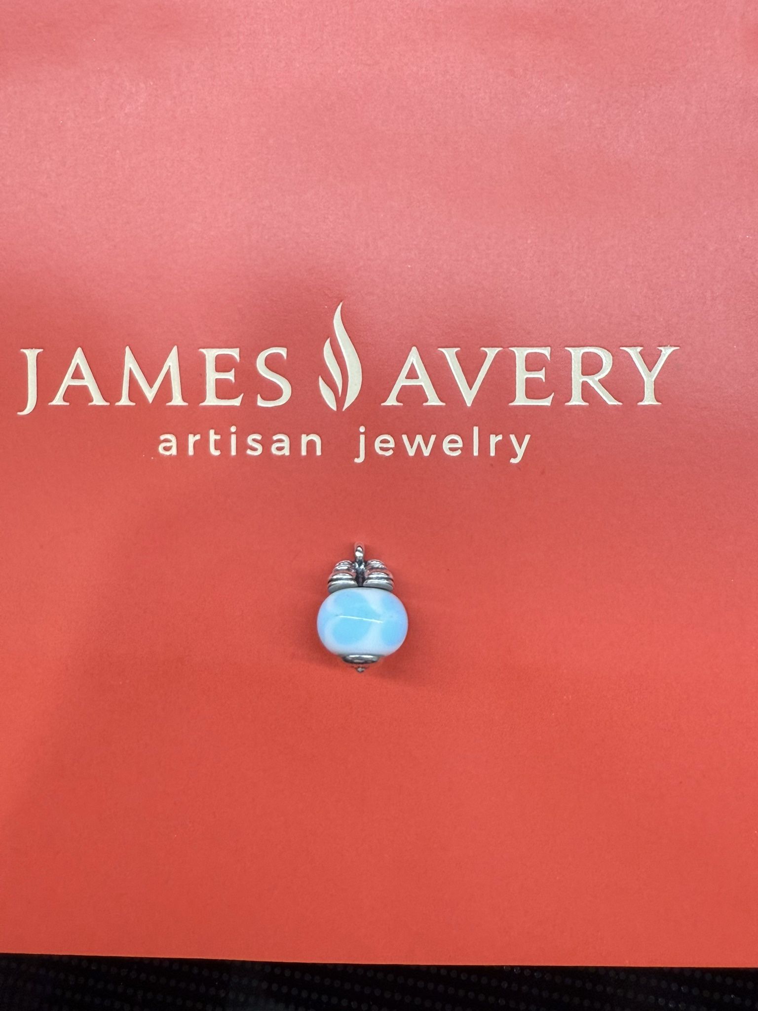 James Avery Retired Glass, Blue Baby Shoes Charm
