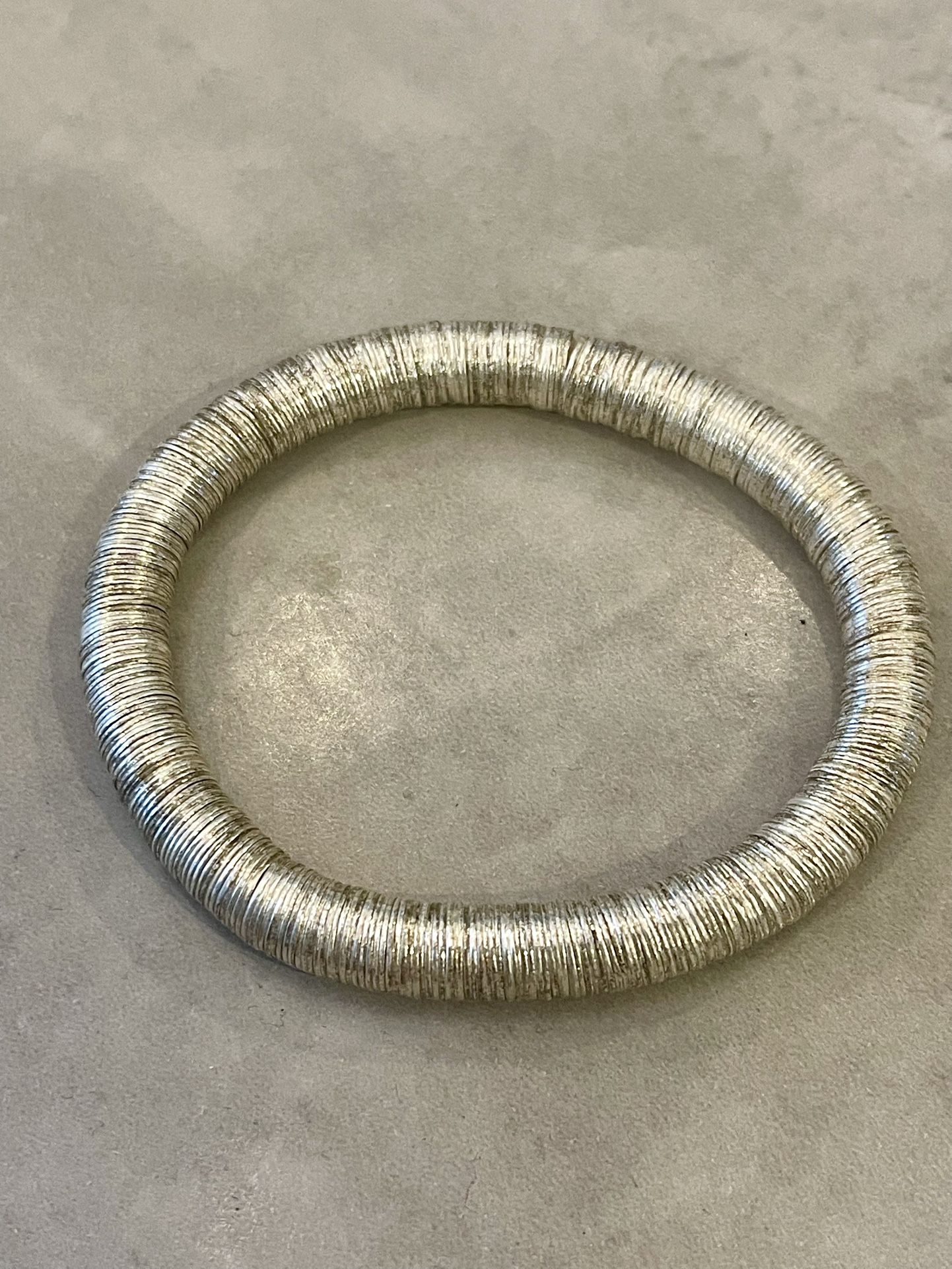Boho Silver tone beaded stretchy bracelet