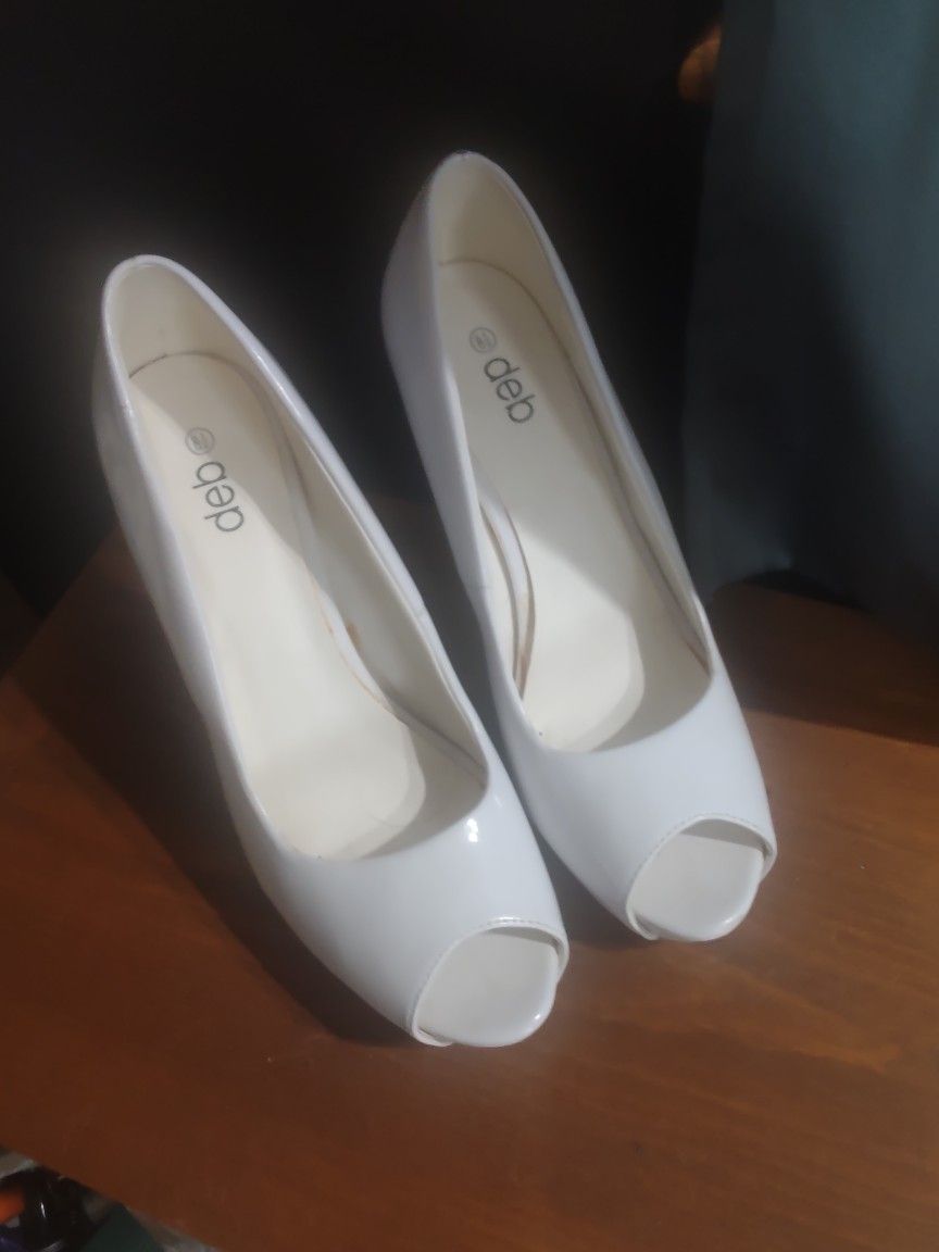 White High Heel Peep Toe