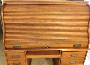 Roll top wooden desk