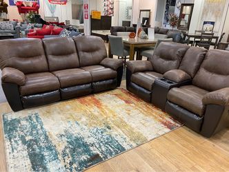 FINANCING & DELIVERY AVAILABLE: Ashley Brown Recliner Sofa & Loveseat