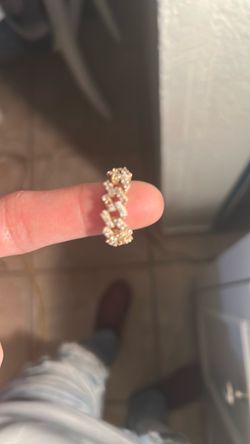 Gold-Tone Crystal Chain Link Ring