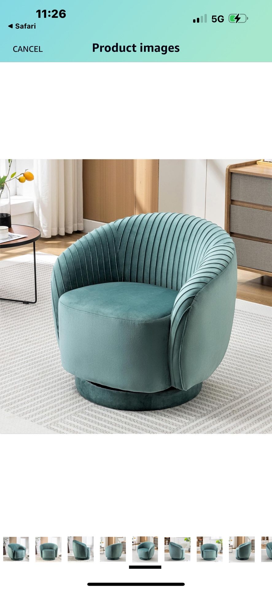 Brand new Pride Furniture Contemporary Velvet Swivel Barrel Chair