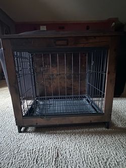 Wooden Dog Crate Furniture End Table