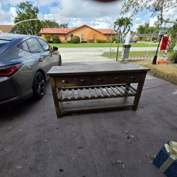 Reclaimed Wood console table with wine rack and drawers 60"L X 23"T x 18"D