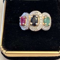 925 Silver Vermeil 3 Stone Ring