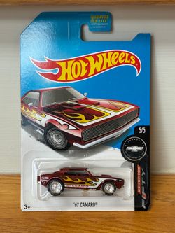 Hot Wheels '67 Camaro Super Treasure Hunt Camaro Fifty 5/5 and Mainline 313/365 Red with flames