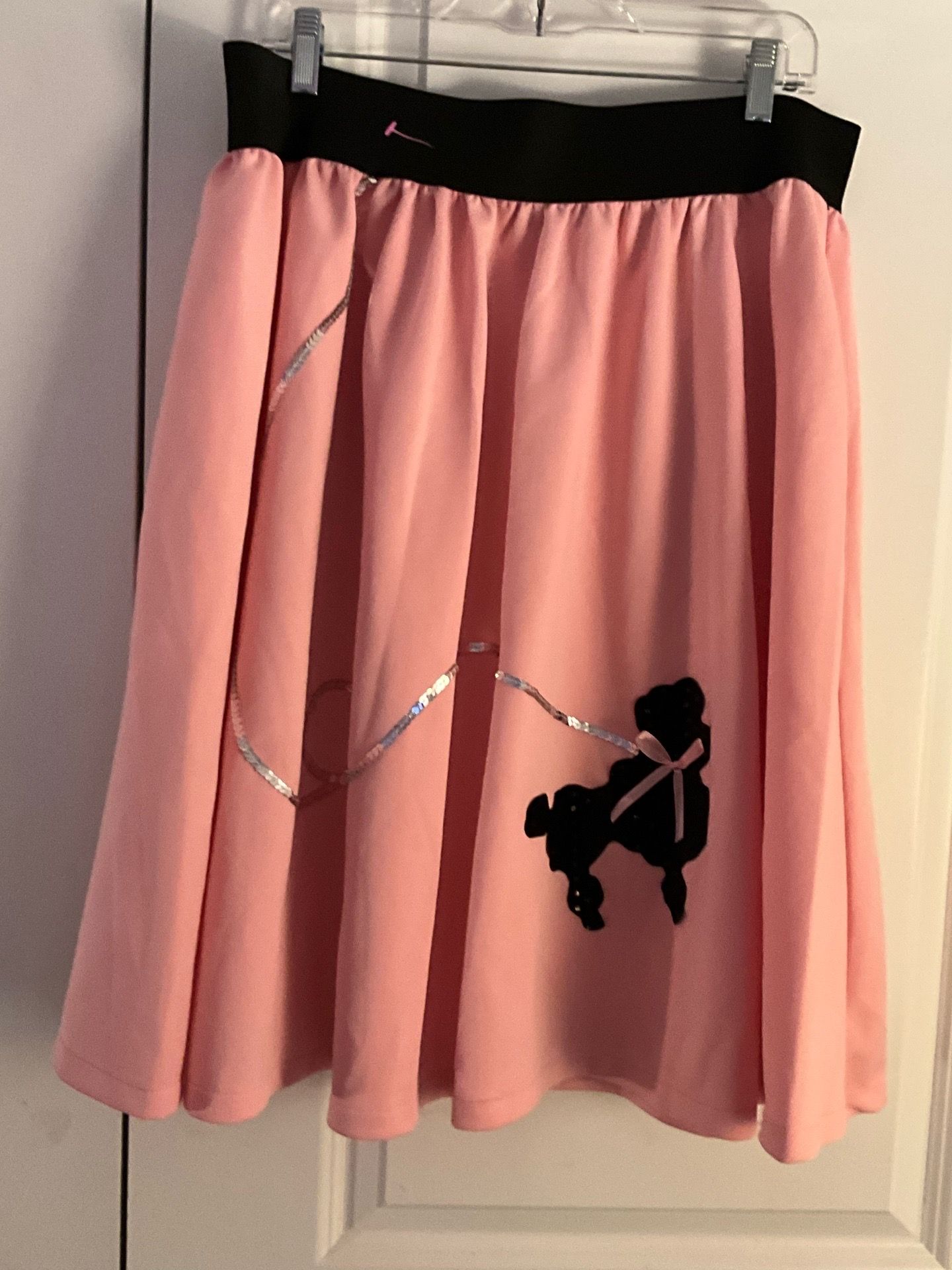 Women’s Spirit Pink Circle Skirt with Black Poodle Appliqué xl