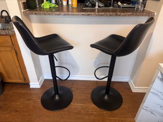 Black Faux Leather Adjustable Bar Stools (Pair)