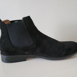 Men's Black Faux Suede Dress Boots, Size 8.5