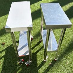 Set Of 2 Vevor Stainless Steel Work Table With Wheels