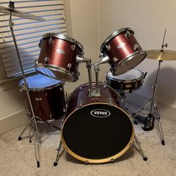 Nice Affordable Birch Drum Set in Red Sparke